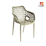 Modern bistro chair made from injection-moulded polypropylene, ideal for high-traffic indoor and outdoor dining areas.