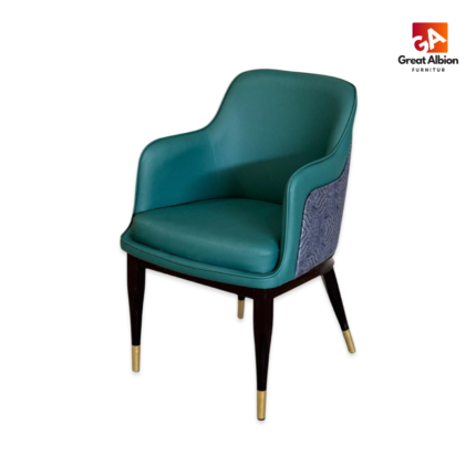 Bellagio Leather Restaurant Chair with premium faux leather upholstery and gold-tipped legs