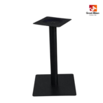 Round column single metal table base in black finish designed for stable support of round or square café tabletops.