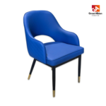 Ergonomic restaurant dining chair with durable leather seat and supportive curved back for commercial use.