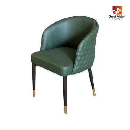 Modern honeycomb quilted leather restaurant chair for cafés, hotels, and fine dining spaces