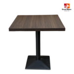 Premium dark wood MDF square table for commercial café and hospitality seating areas.
