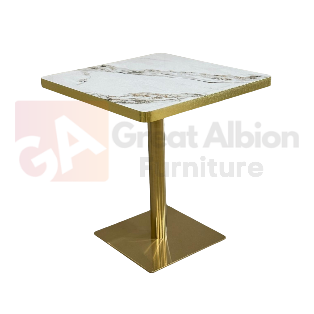 57 White Brown Marble Table - Image 1