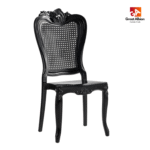 Elegant black Chiavari Enigma chair with ergonomic seating and high weight capacity for premium hospitality events.