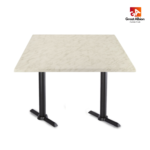 White marble-effect hospitality table ideal for cafés, restaurants, and outdoor dining areas.